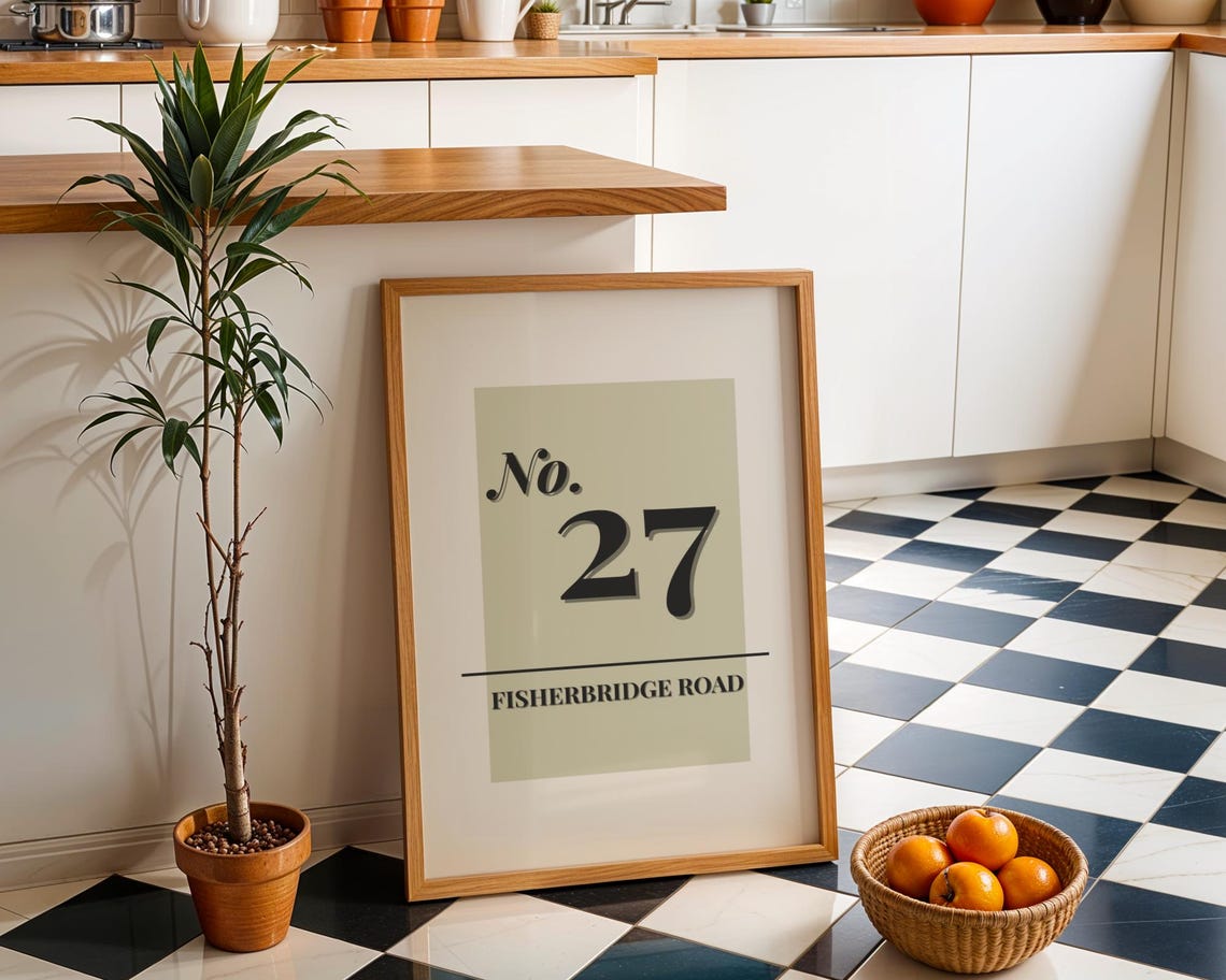 Personalised House Number Print Custom Address Wall Art Modern Home Poster Street Name New Gift Customisable Green