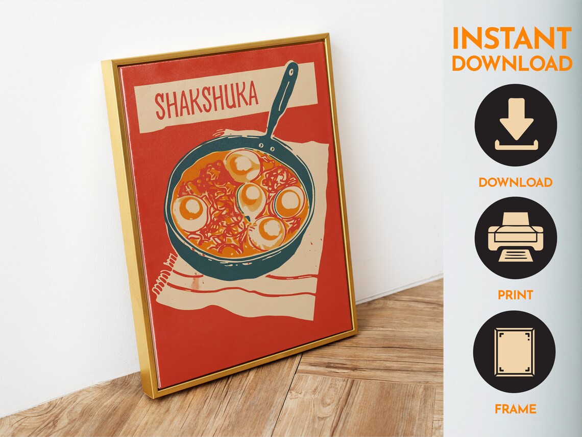 Shakshuka Retro Kitchen Art Print, Israeli Food - Image 6