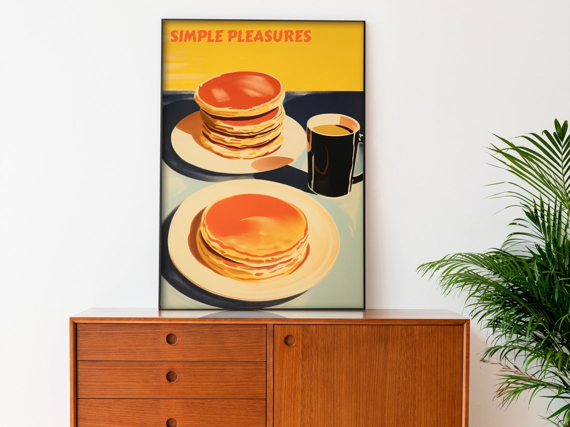 Simple Pleasures Stack Of Pancakes And Coffee Retro Diner Poster - Image 3