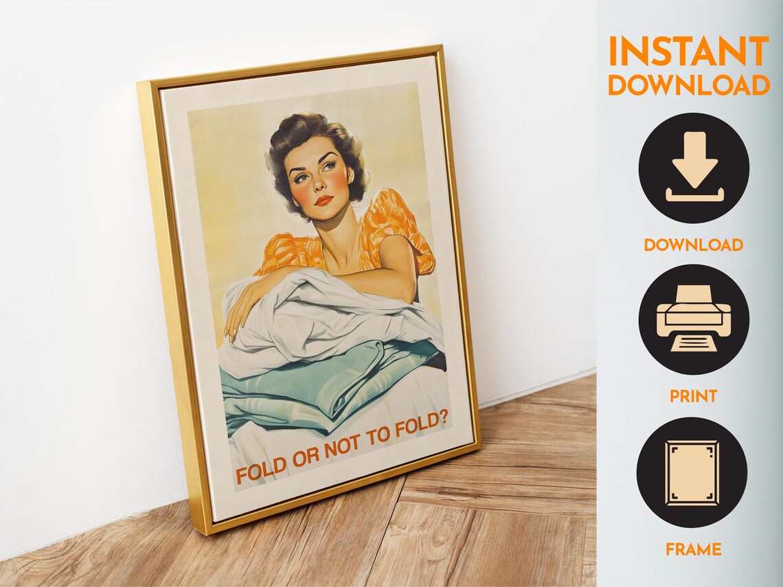 Fold Or Not To Fold Funny Retro Vintage Laundry Room Quote Poster - Image 6