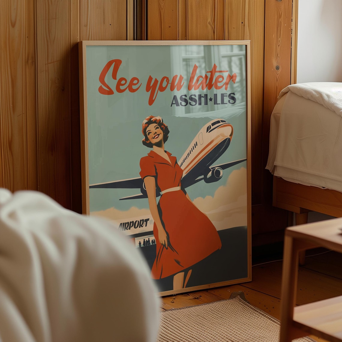 See You Later Retro Pin Up Airline Stewardess Airplane Fun Poster