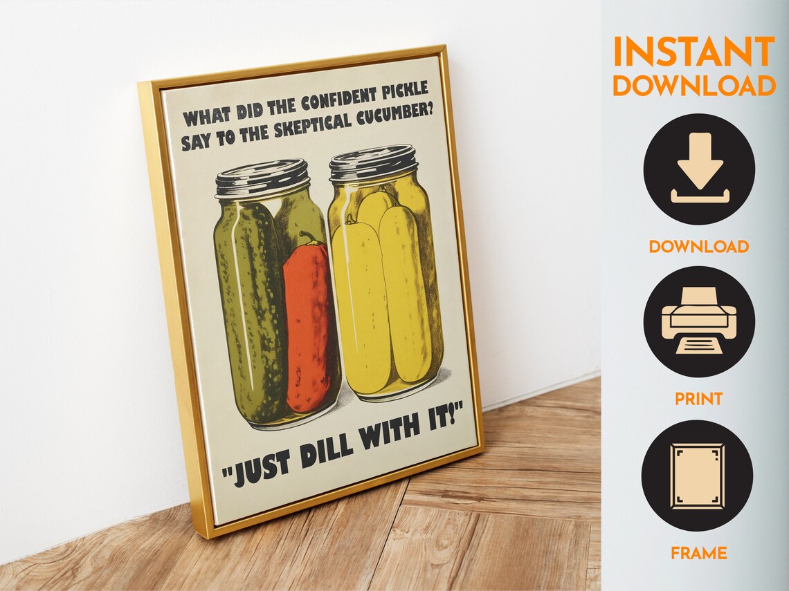 Retro Kitchen Print, Funny Pickle Art Poster - Image 6