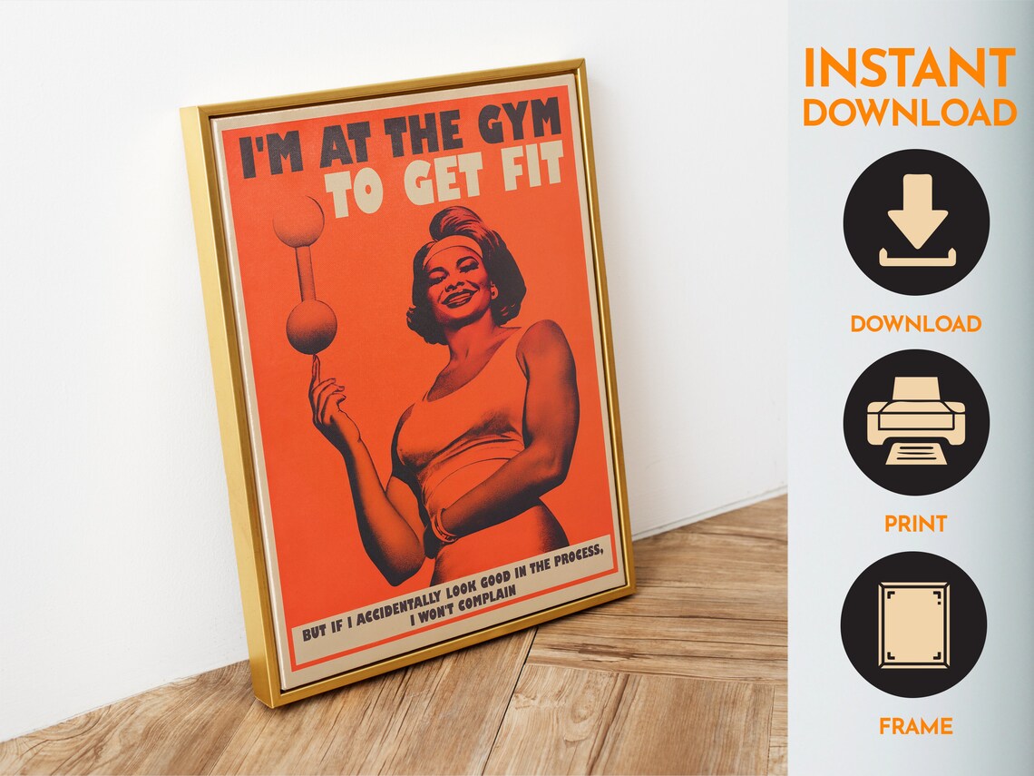 Gym Motivation Retro Fitness Girl Art Print - Image 4