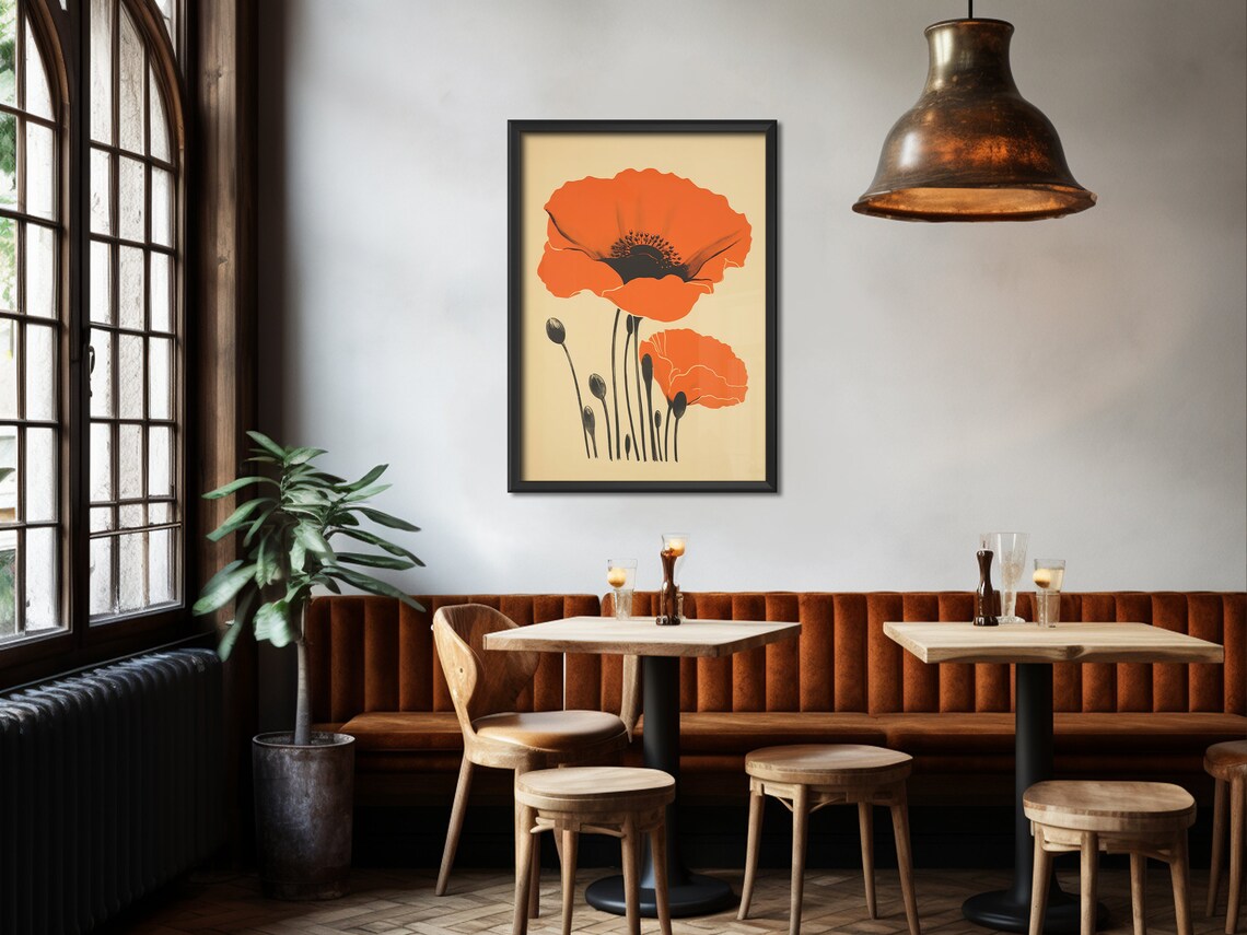 Red Poppy Vintage Botanical Art Print, Boho Style - Image 3