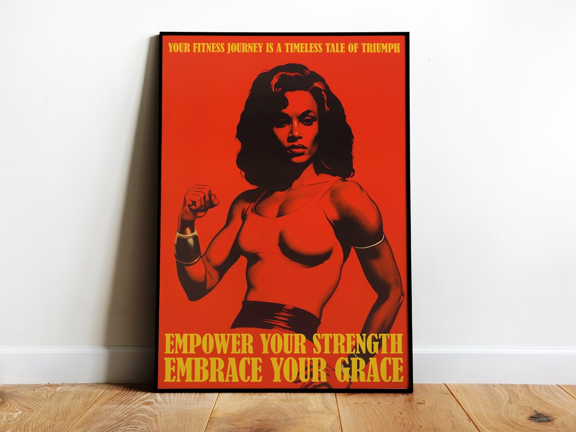 Retro Gym Poster, 70s Fitness Girl Art Print