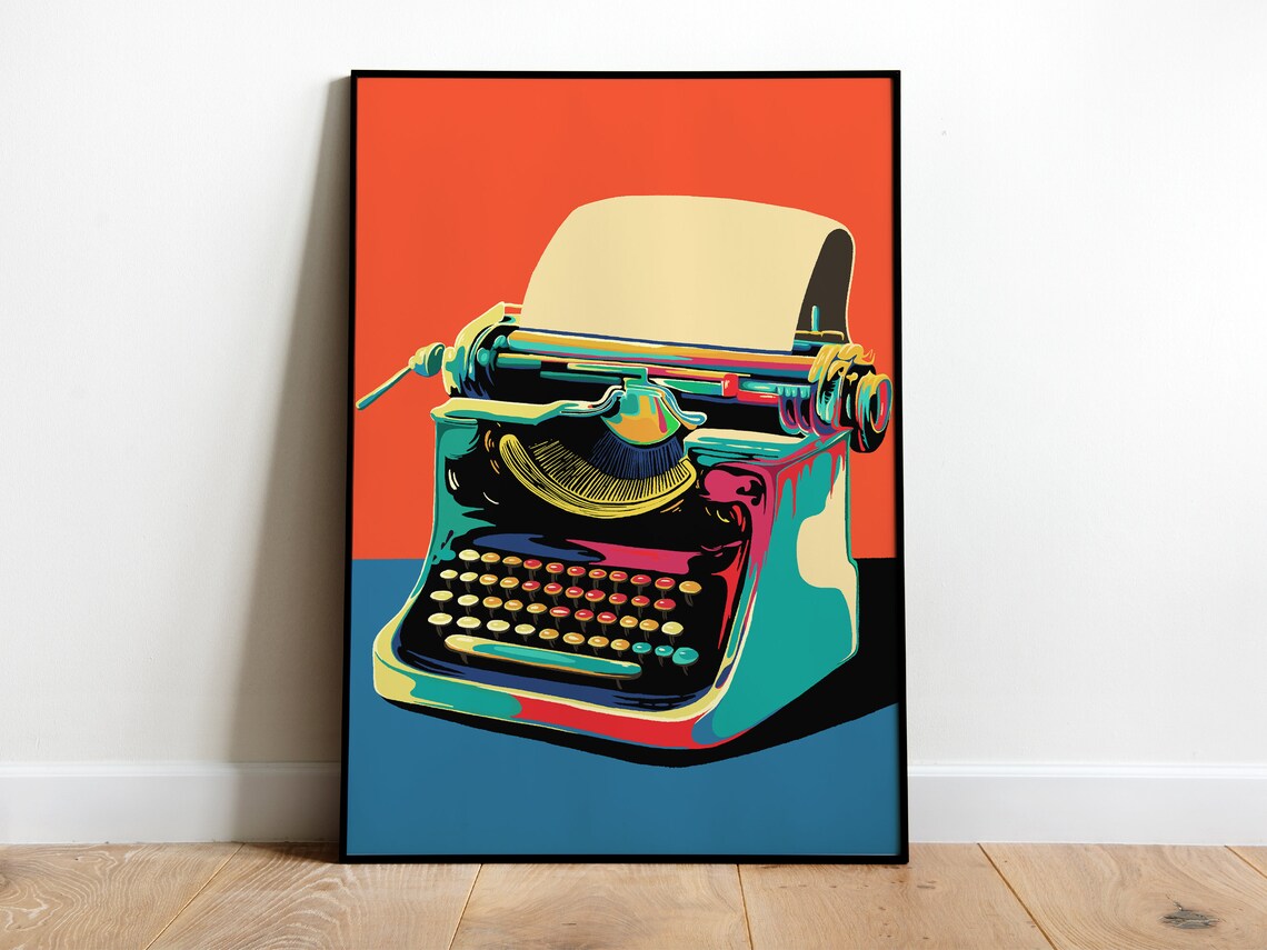 Retro Typewriter Print, Maximalist Literary Art