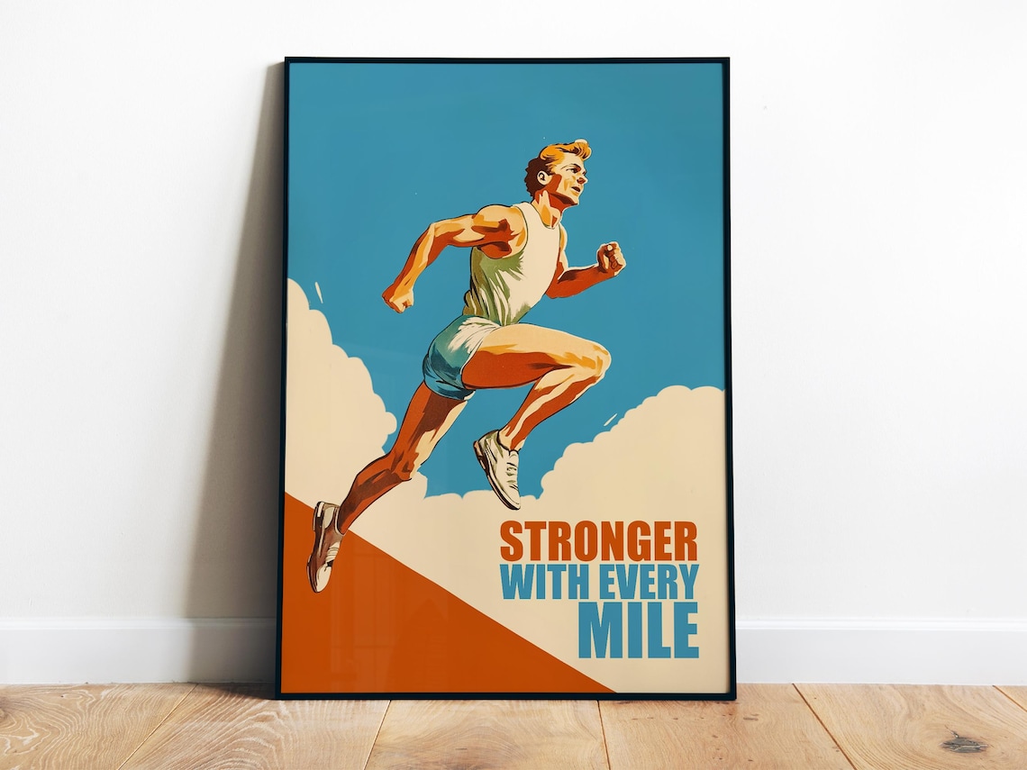 Runner Retro Gym Motivation Quote Art Print