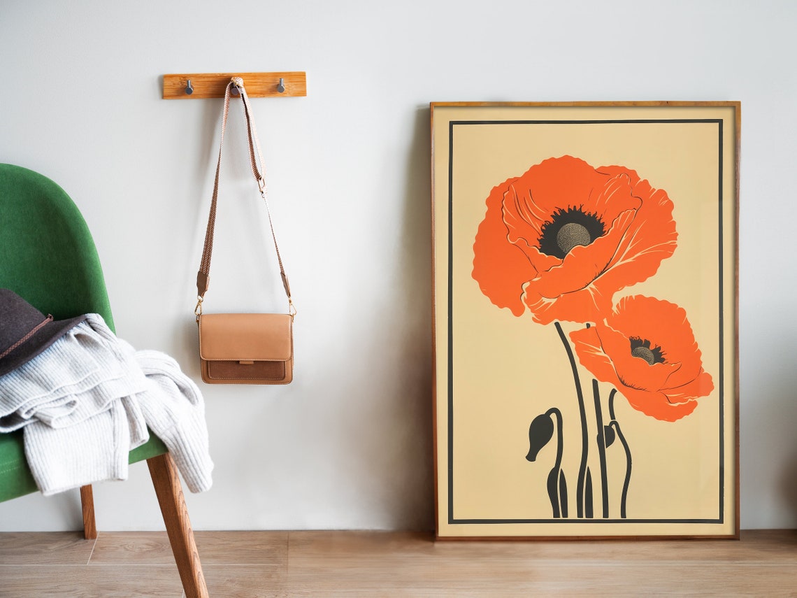 Vintage Red Poppies Floral Botanical Garden Illustration Poster - Image 5