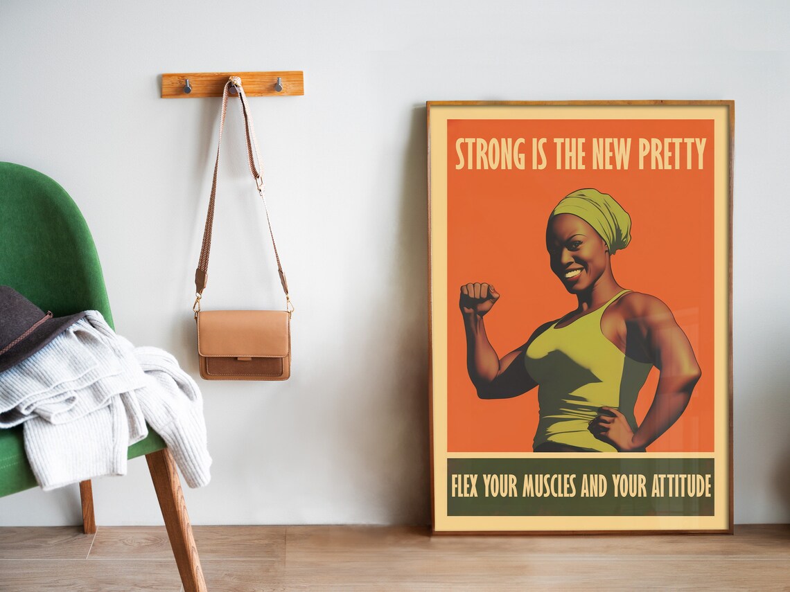Strong Is The New Pretty Female Bodybuilding Gym Quote Poster - Image 5