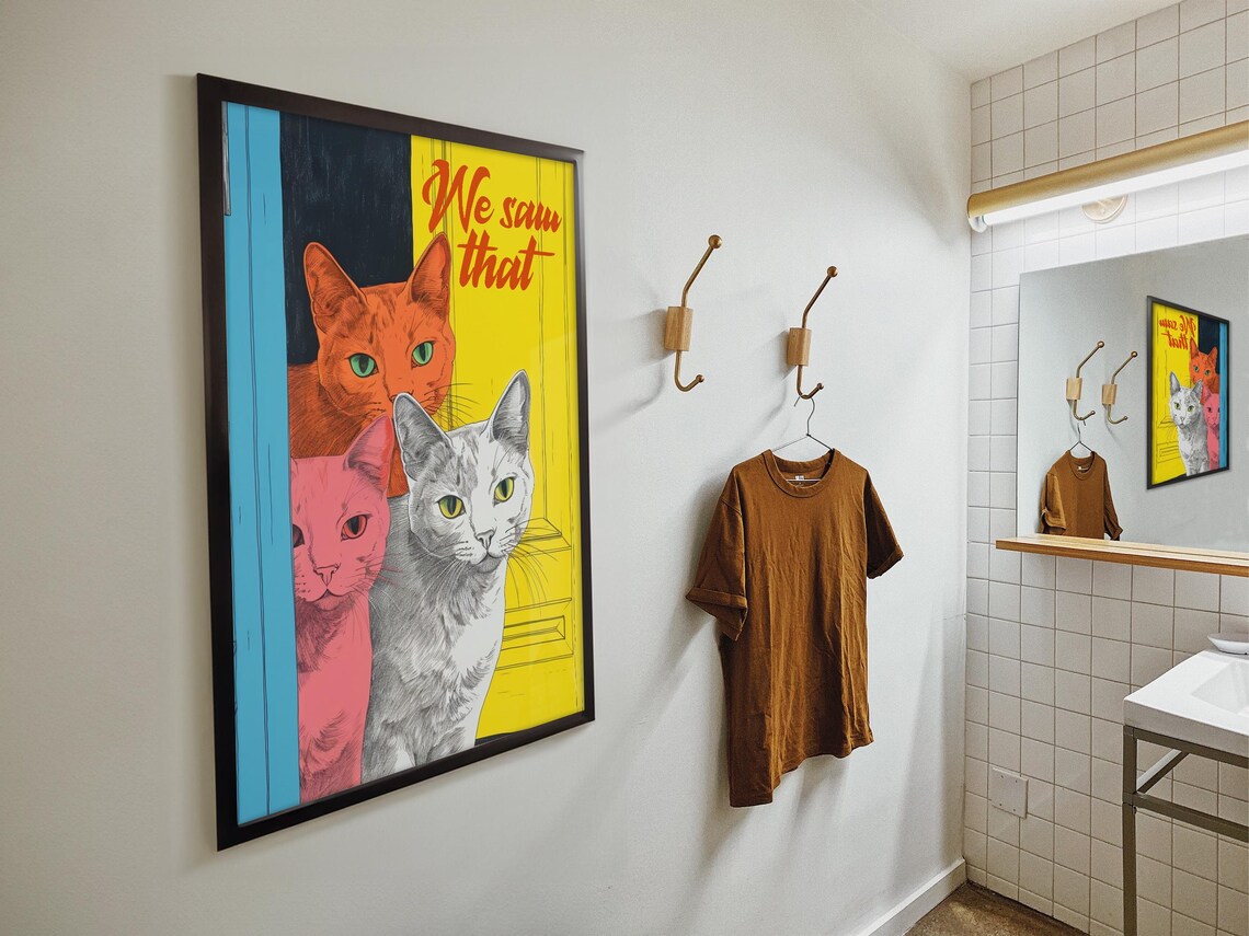 Funny Cat Bathroom Wall Art Poster Print - Image 4