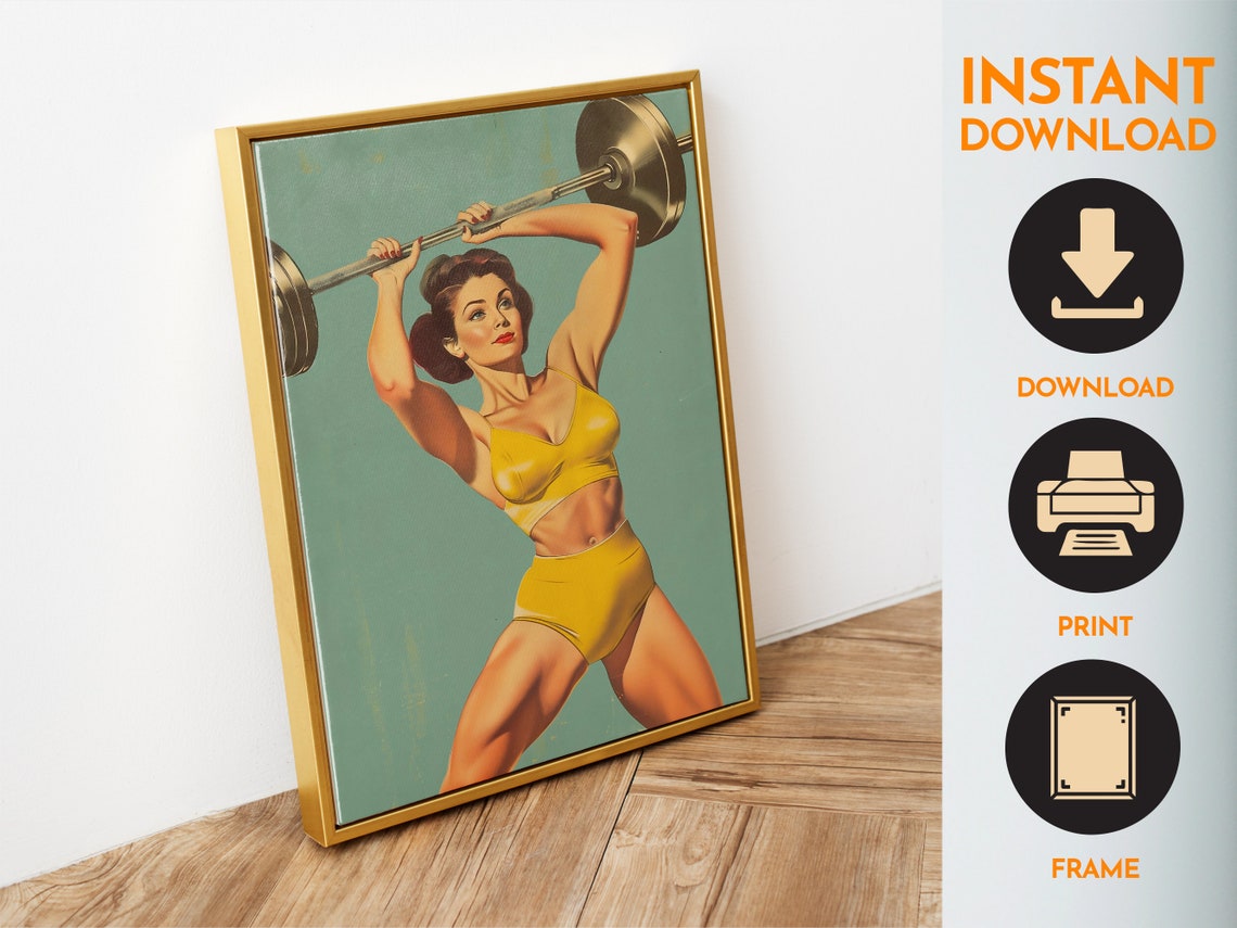 Retro Gym Poster Print Vintage Gym Wall Art Fitness Poster Weightlifting Art Poster Heavy Lifting Art Bodybuilding Print Gym Print - Image 6