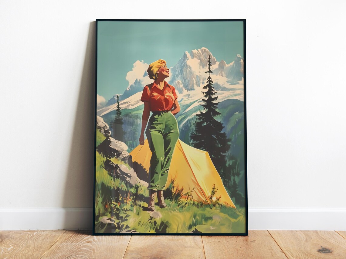 Retro Camping Art Print, Outdoor Adventure Poster
