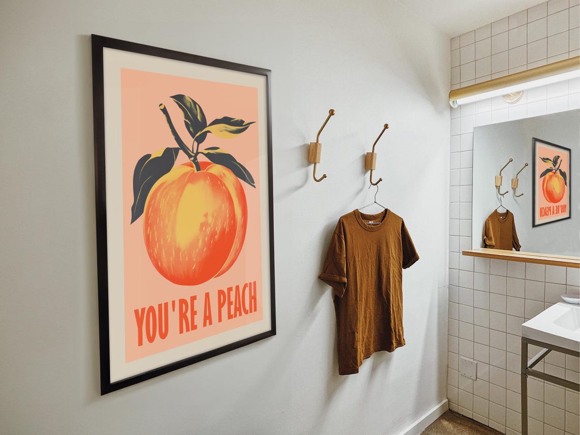 You Are A Peach Orange Fruit Pastel Minimal Kitchen Wall Poster - Image 4