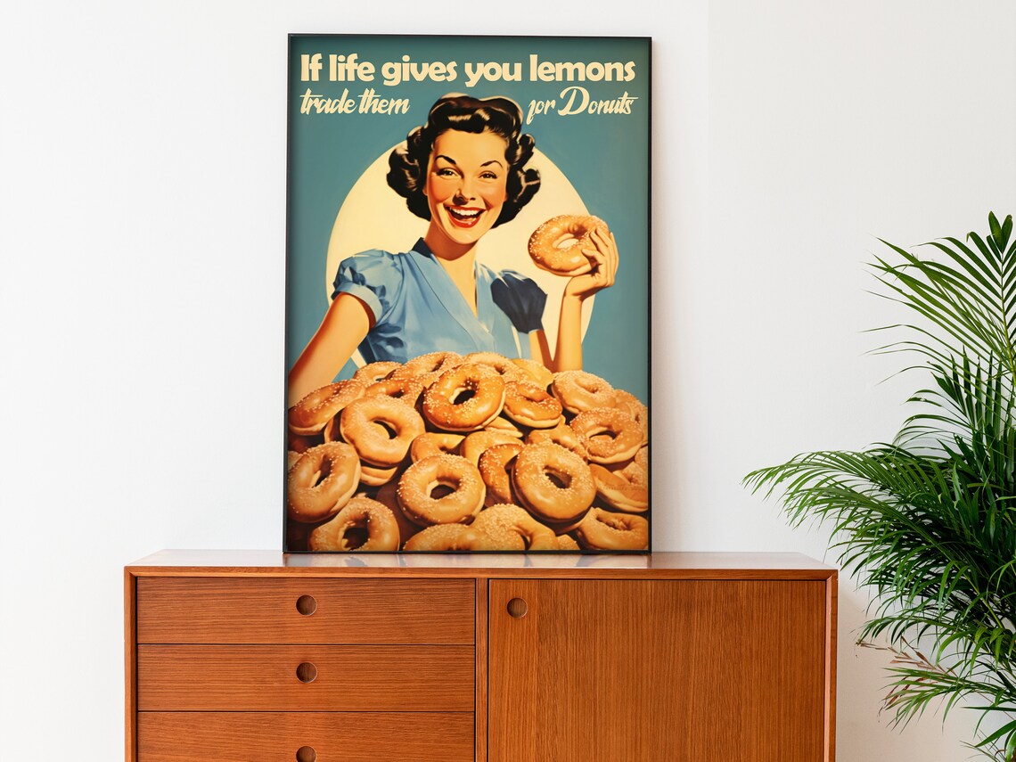 Retro Doughnut Kitchen Art Print, 50s Style - Image 3