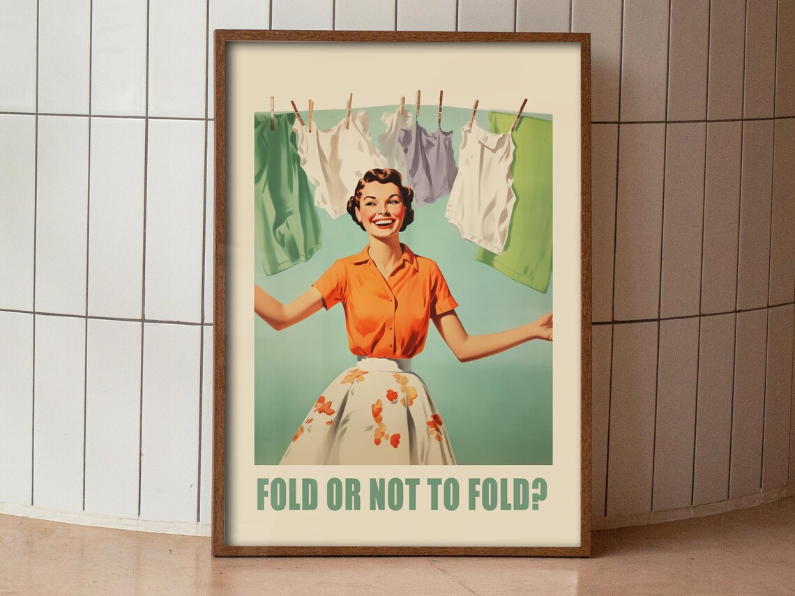 Laundry Day Retro Bathroom Wall Art Print - Image 3