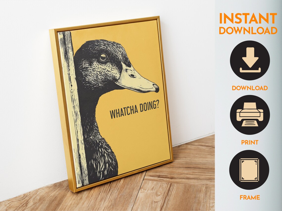 Retro Funny Duck Bathroom Art Print, Vintage Bird - Image 6