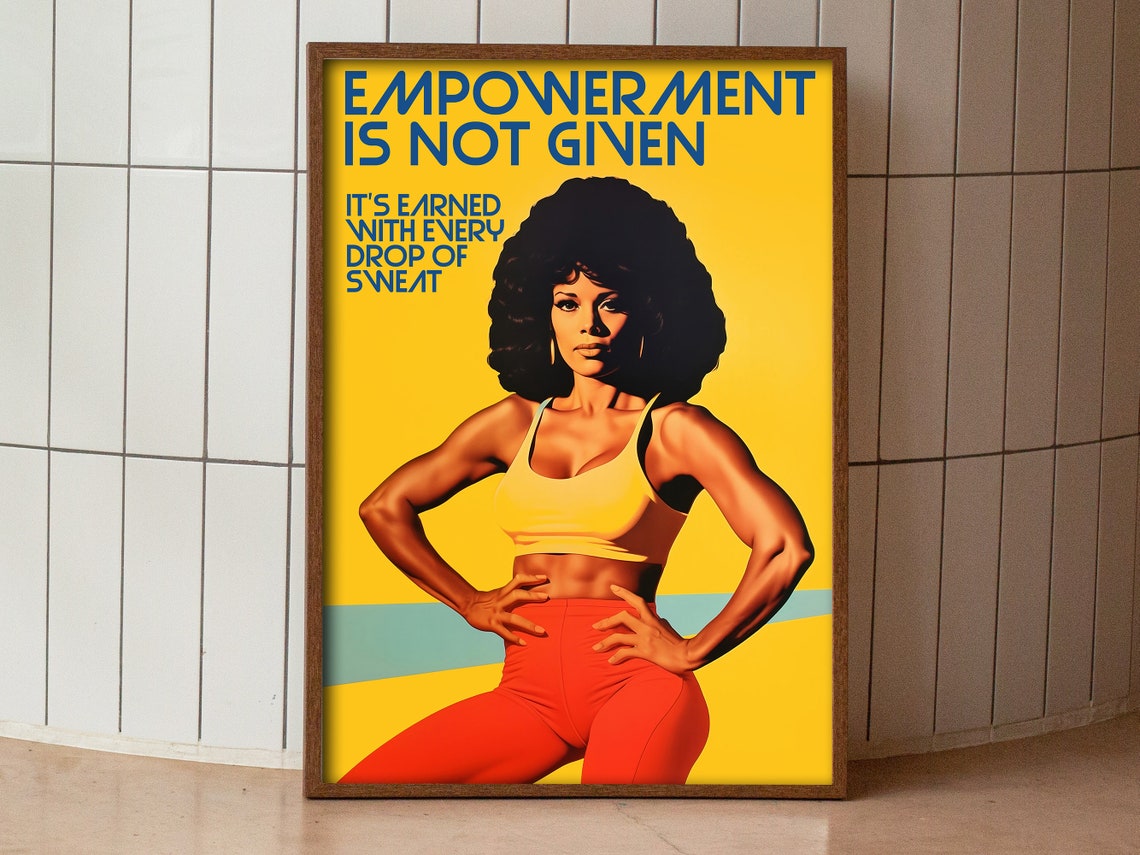 Gym Wall Art 70s Poster Gym Art Print Fitness Girl Poster Home Gym Motivation Black Woman Workout Fitness Poster - Image 3