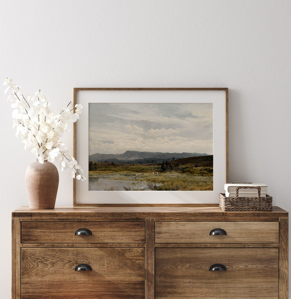 Lakeside Ranch French Country Wall Art Countryside Landscape Oil Painting Vintage Landscape Painting L290 - Image 2