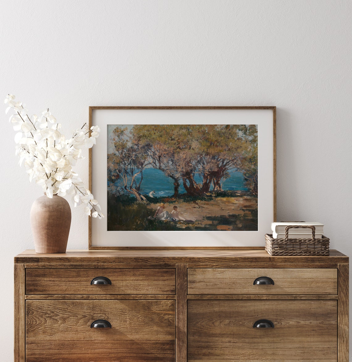 Seaside Pastoral Vintage Ocean Landscape Painting French Country Art Lakeside Painting Seascape Art Prints A78 - Image 2