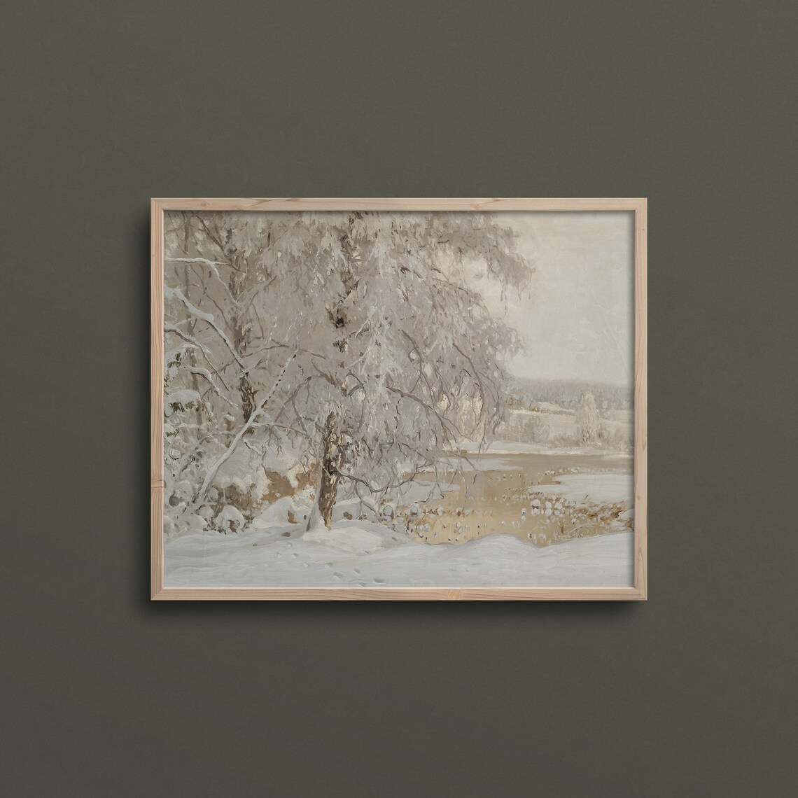 Winter Waterside Vintage Winter Landscape Art Print - Image 2