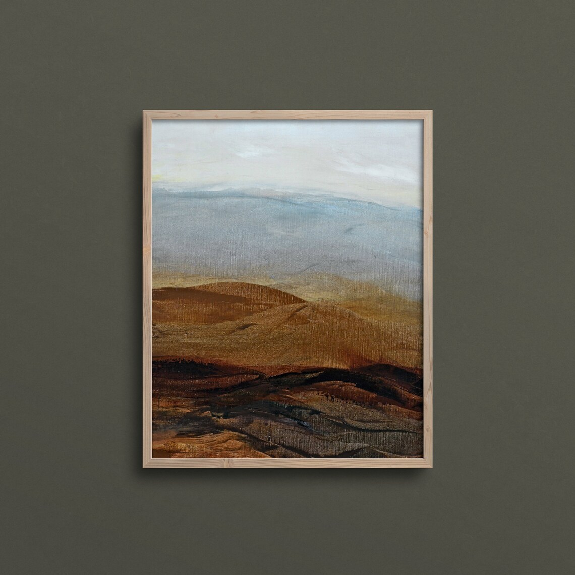 Abstract Autumn Hills Textured Earth Tones Blue Sky Art Print - Image 3