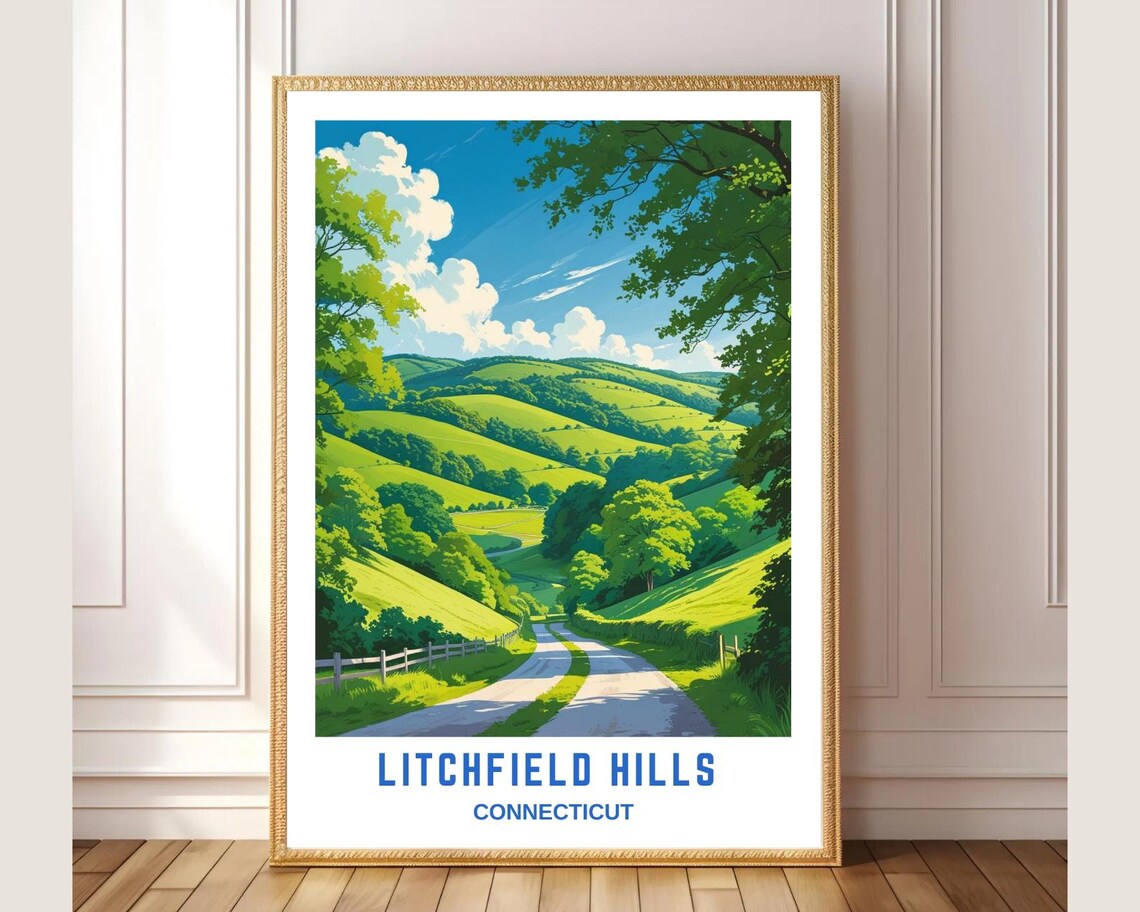 Litchfield Hills Connecticut Green Rolling Hills Country Road Poster