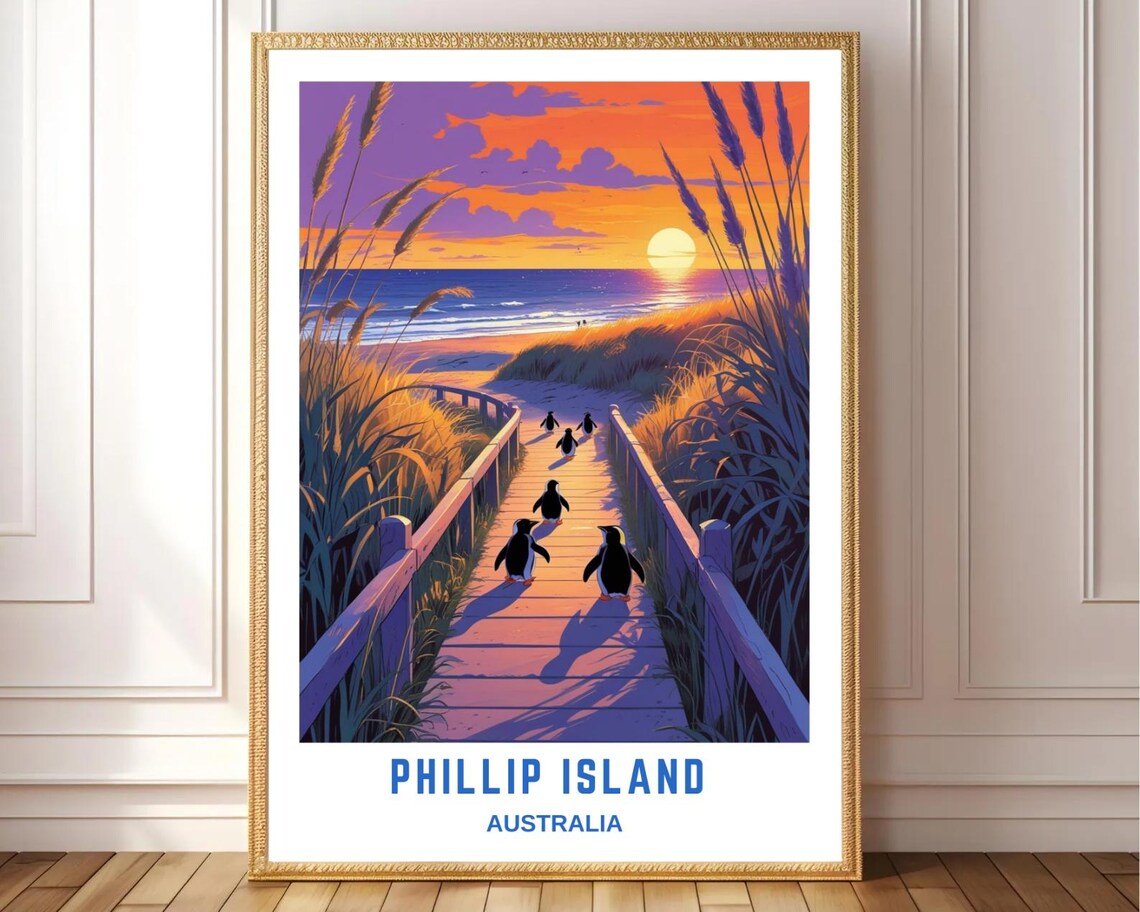 Phillip Island Sunset Penguins Travel Poster