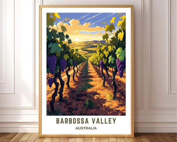 Barossa Valley Australia Vineyard Sunset Purple Grape Rows Art Poster