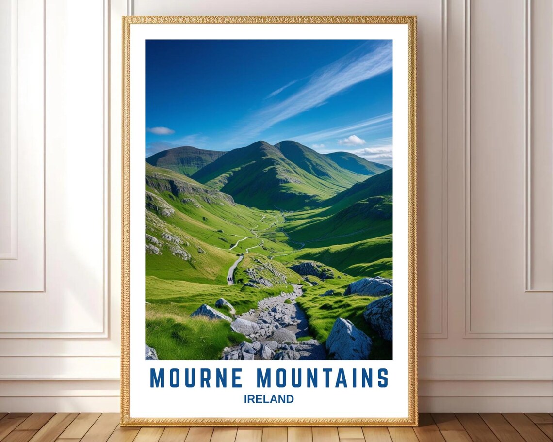 Mourne Mountains Ireland Green Valley Landscape Photo Travel Poster