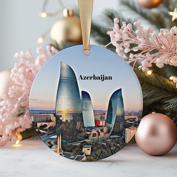 Azerbaijan Flame Towers Baku Christmas Ornament Travel Souvenir Gift Poster