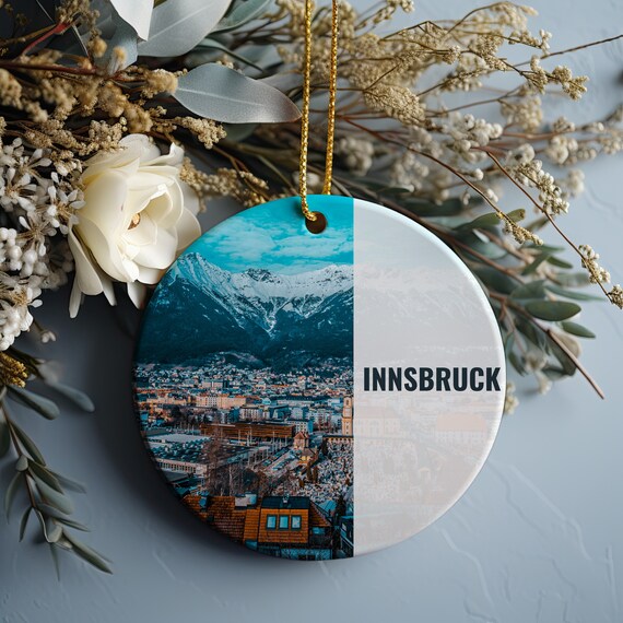 Innsbruck Austria Alpine City with Snowy Peaks Ornament Poster