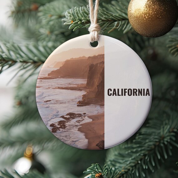 California Coastline Photo Christmas Ornament Travel Keepsake Poster