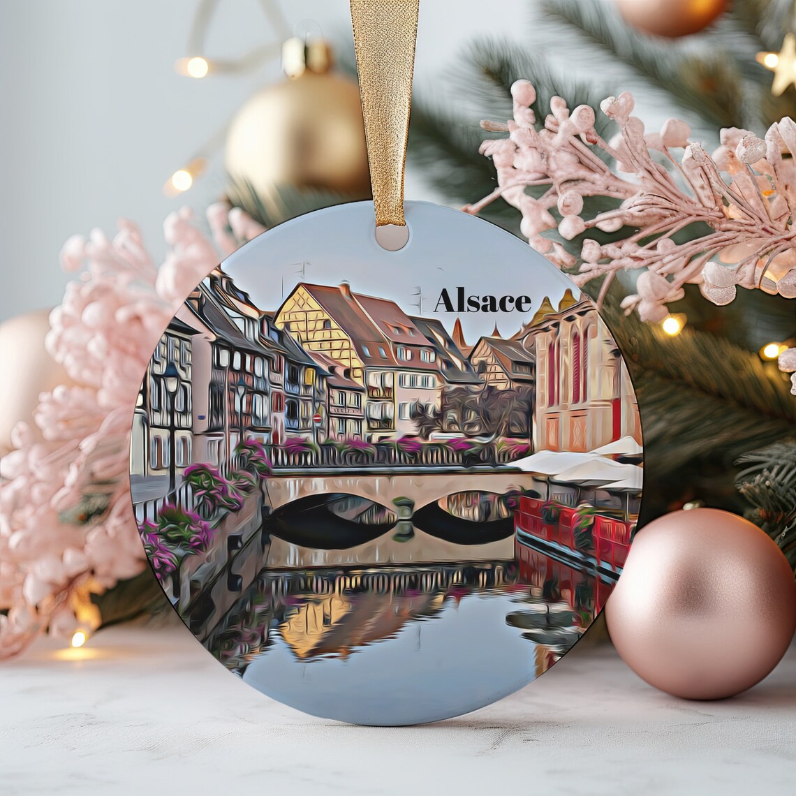 Alsace France Canal Old Town Half Timbered Houses Ornament Poster