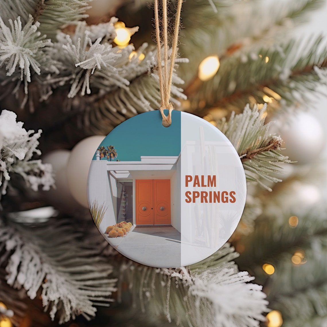Palm Springs Mid Century House Orange Doors Desert Travel Art Print