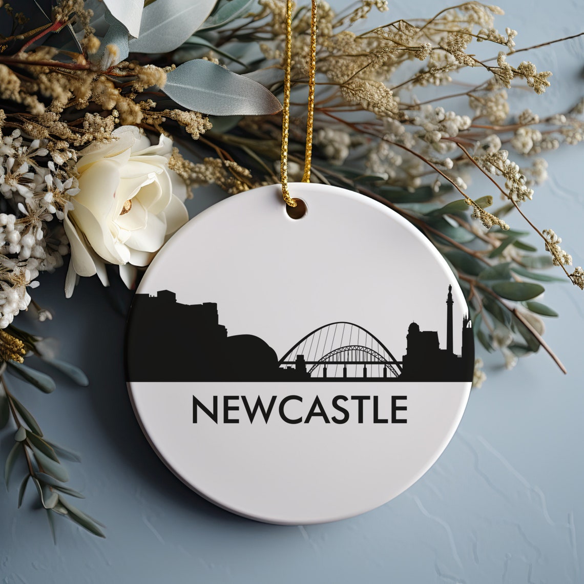 Newcastle England City Skyline Silhouette Keepsake Travel Art Print