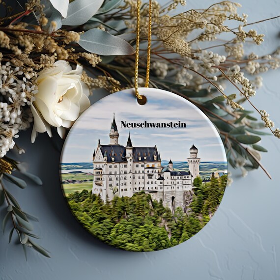 Neuschwanstein Castle Christmas Ornament Round Travel Souvenir Print