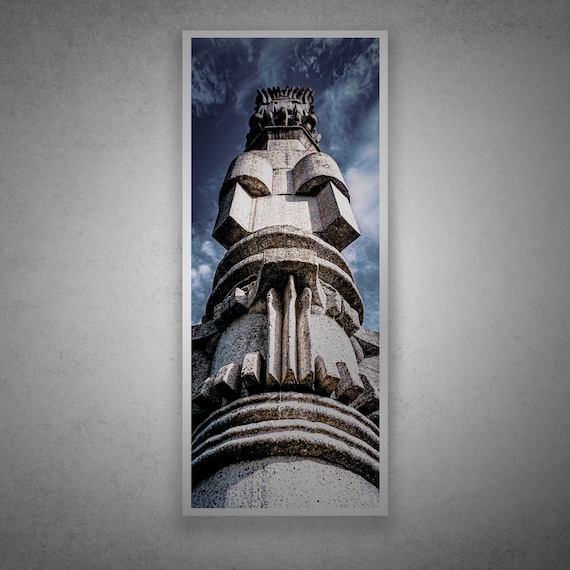 Stone Monument Pillar Low Angle Dramatic Sky Photo Art Poster
