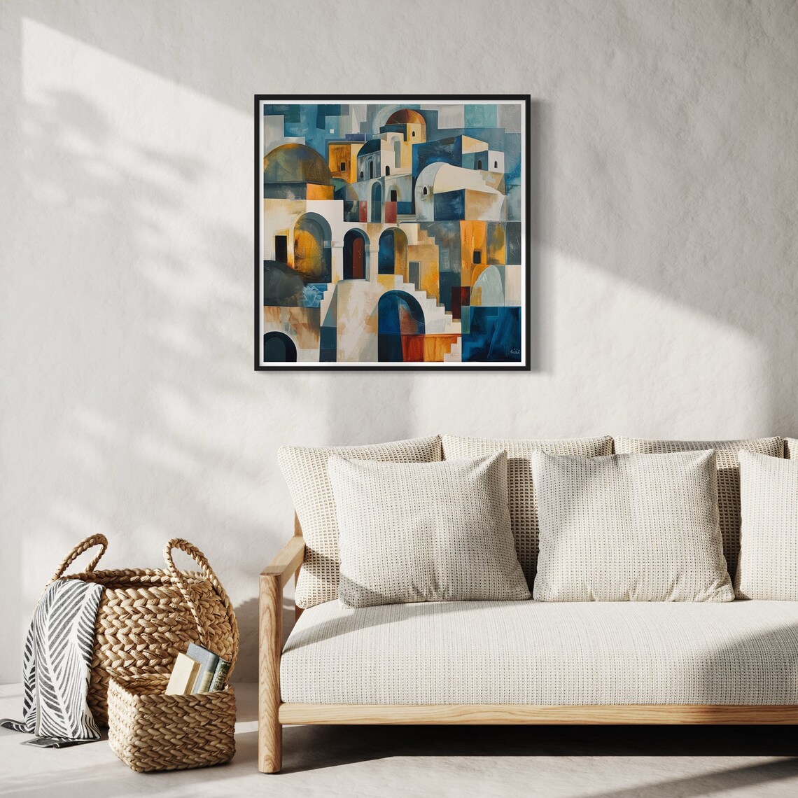 Santorini Domes Mediterranean Abstract Travel Poster - Image 4