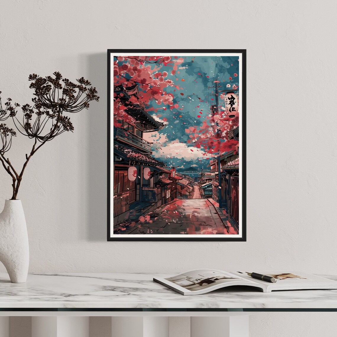 Pink Cherry Blossoms Art Print Japanese Floral Travel Poster Japan Artwork Minka Watercolour Design Kyoto Painting Oriental Wall Decor - Image 4