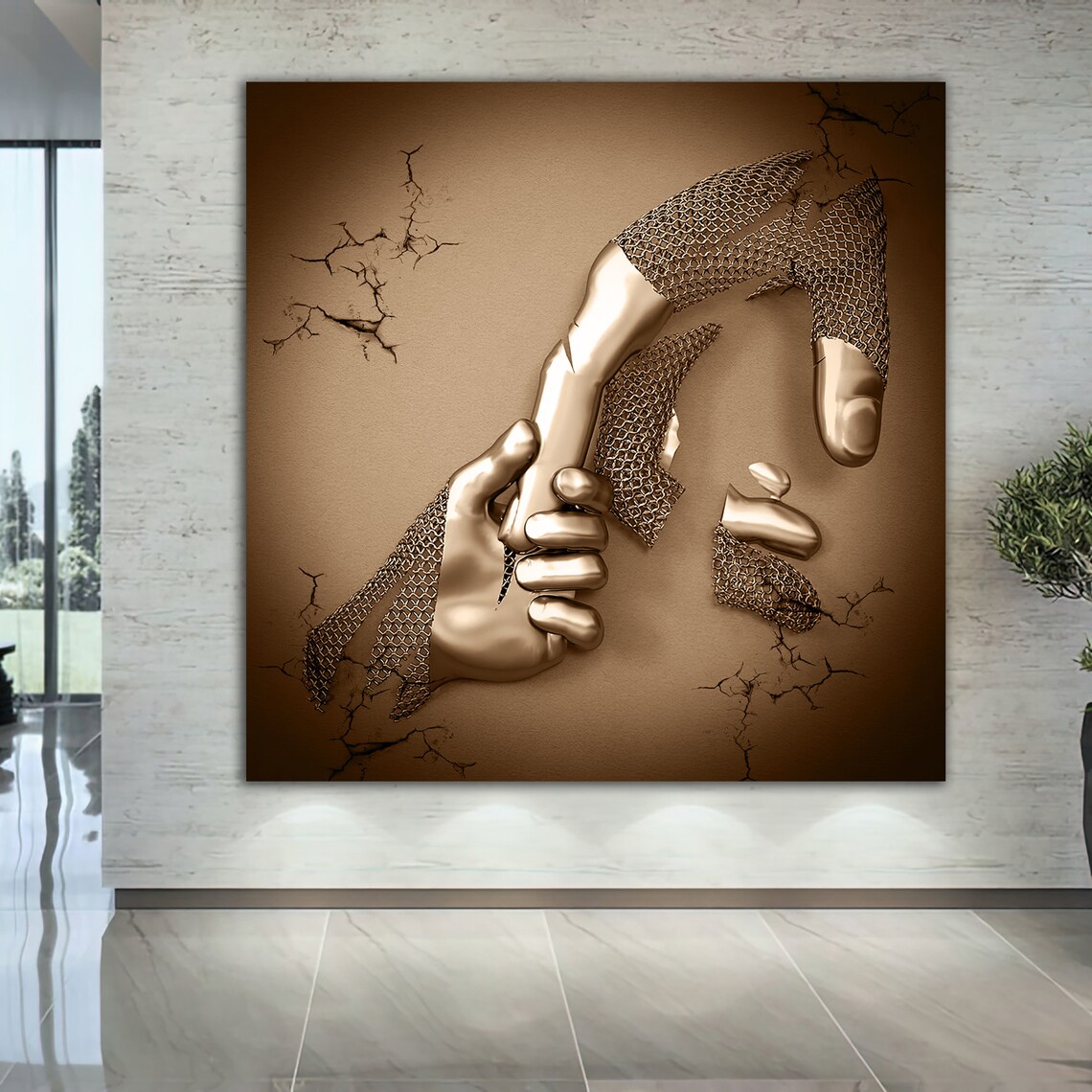 Chain Hand Painting, 3D Effect Art Print