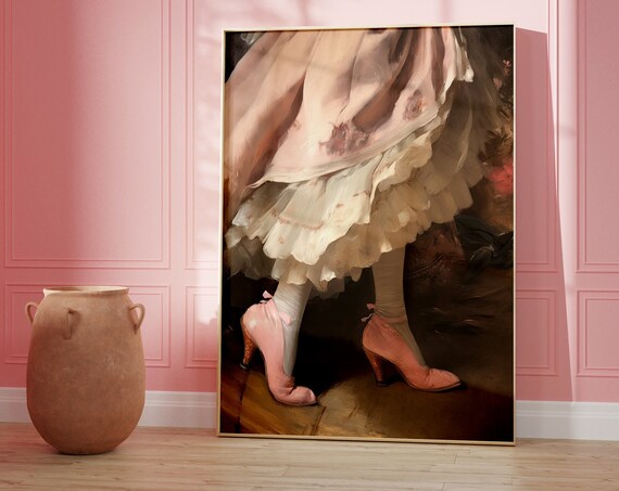 Pink Heels Renaissance Oil Painting Feminine Portrait Art Poster