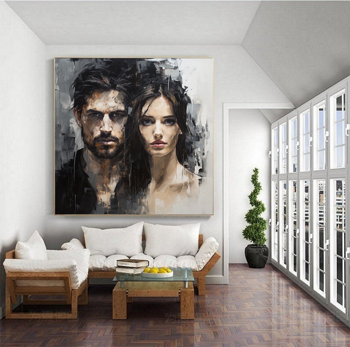 Abstract Male And Female Portrait Oil Painting Large Abstract Wall Art Large Art For Living Room Customized Portrait Oil Painting - Image 4
