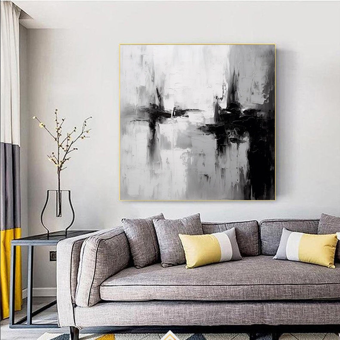Black White Dramatic Brushstroke Square Monochrome Bold Art Poster - Image 3