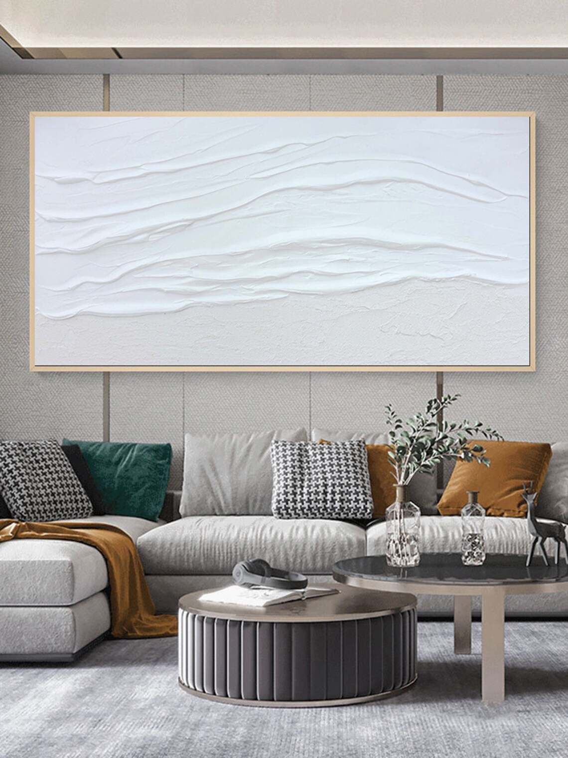 White 3D Textured Abstract Minimalist Art Print - Image 3