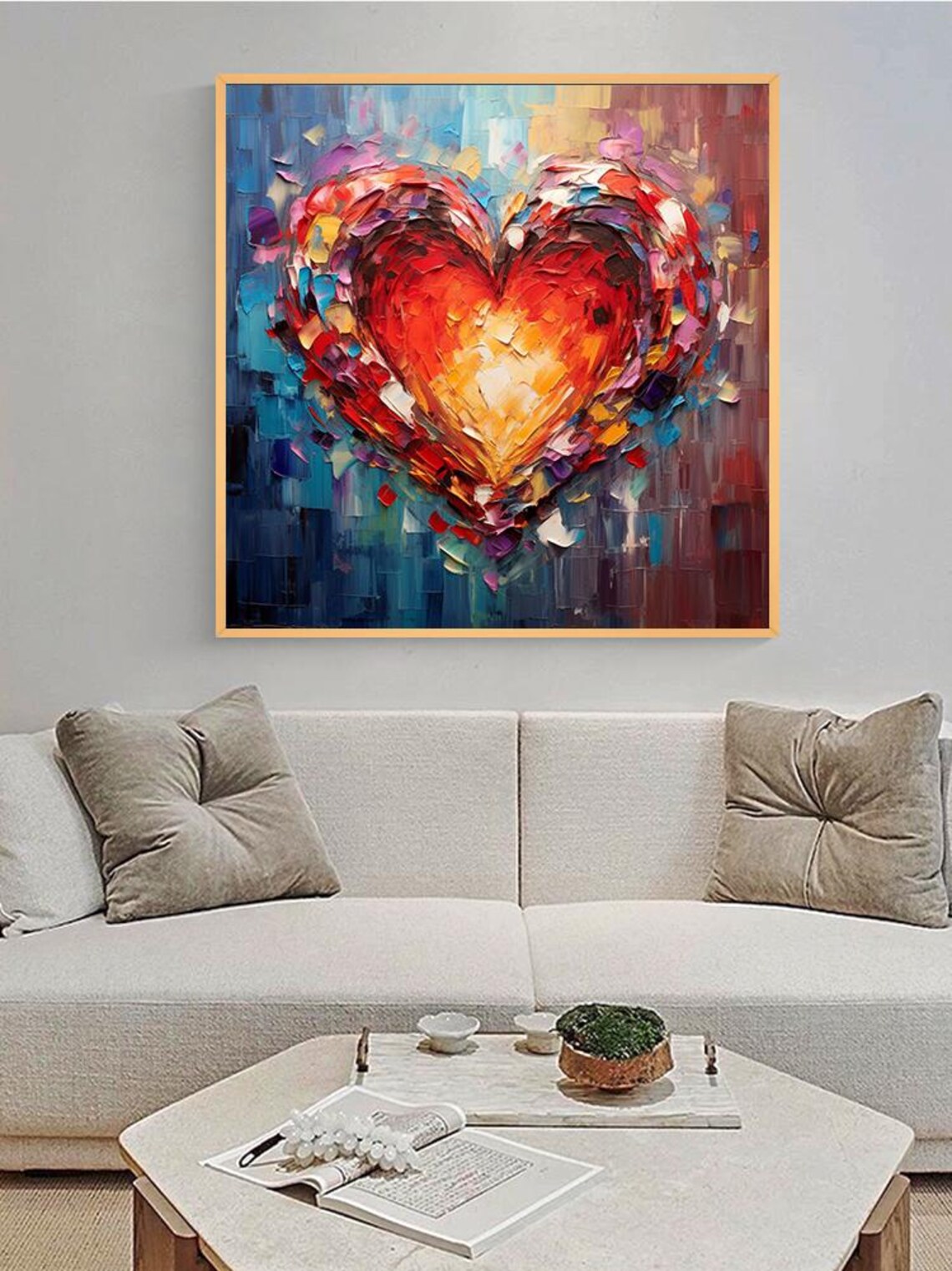 Heart-Shaped Abstract Texture Art Print, Colorful - Image 5