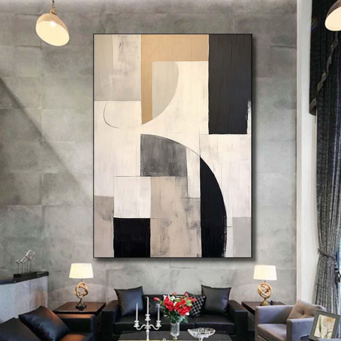 Beige Black Cream Geometric Arch Minimalist Gallery Wall Poster - Image 6