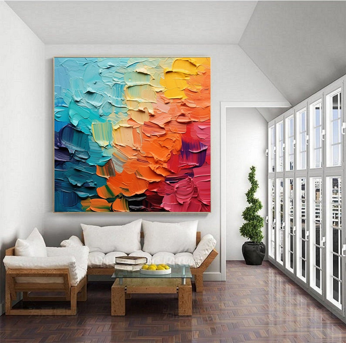 Colorful Palette Knife Mosaic Texture Modern Abstract Art Poster - Image 6