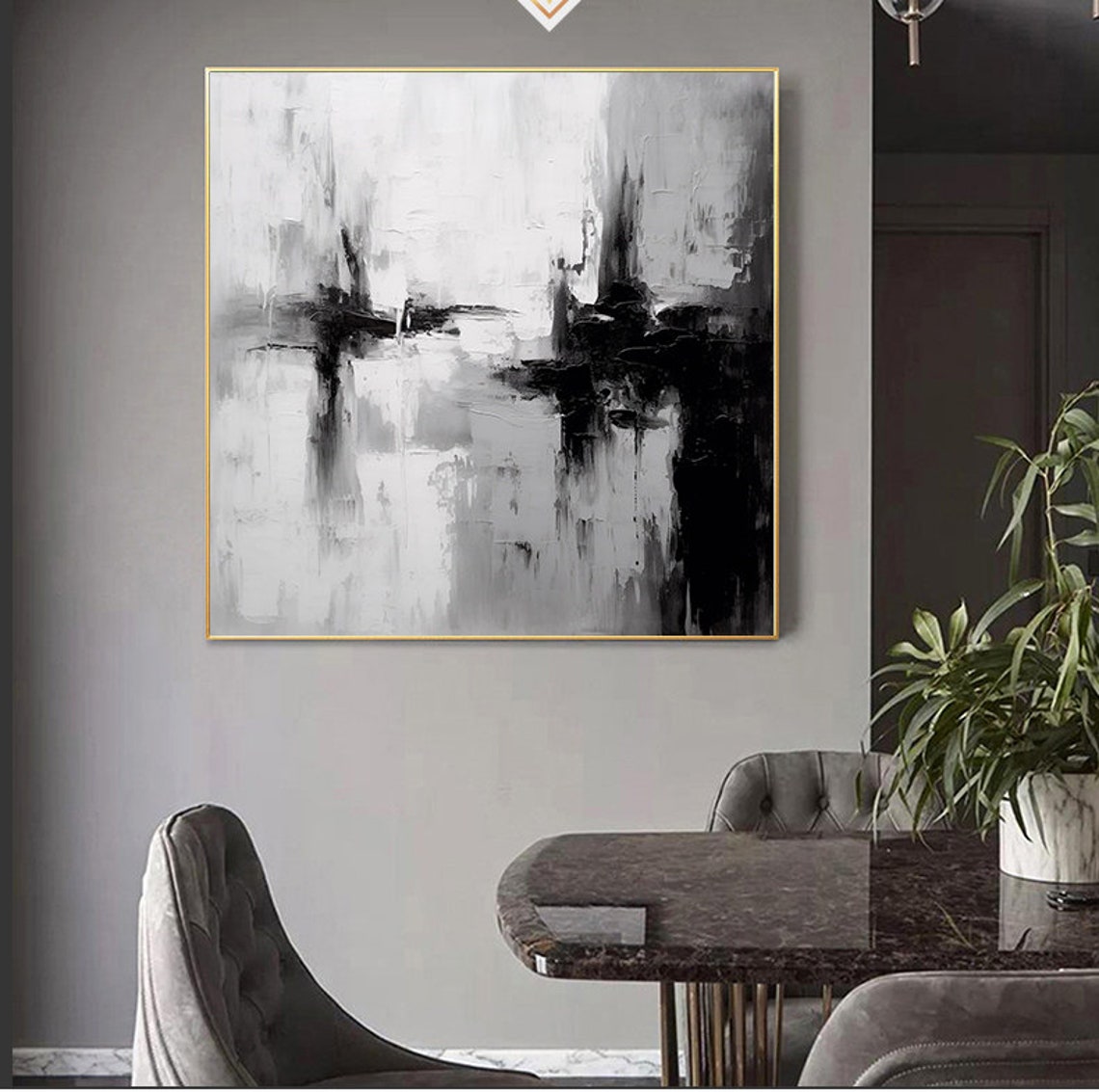 Black White Dramatic Brushstroke Square Monochrome Bold Art Poster - Image 7