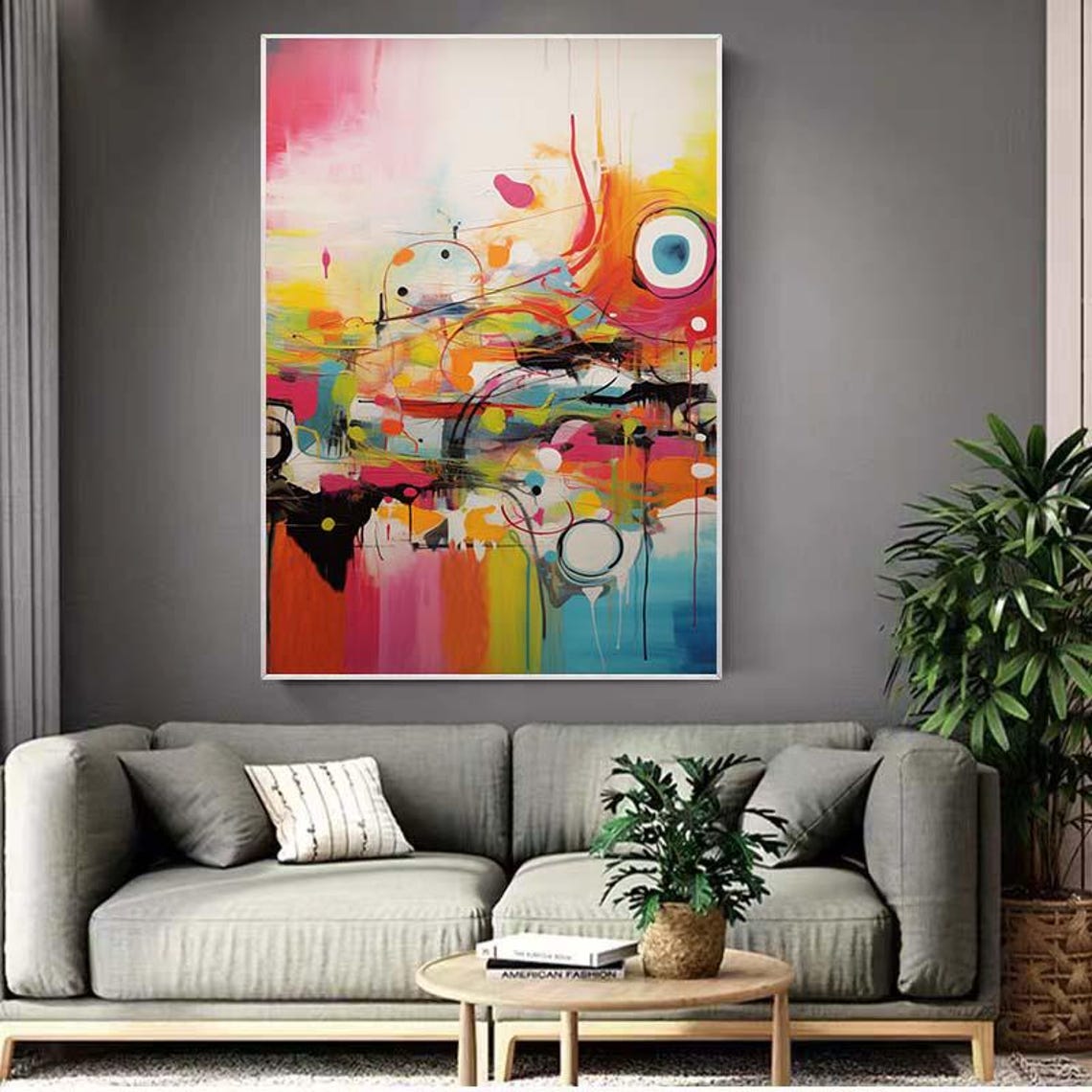 Rainbow Drip Multicolor Modern Abstract Vertical Bright Color Poster - Image 2
