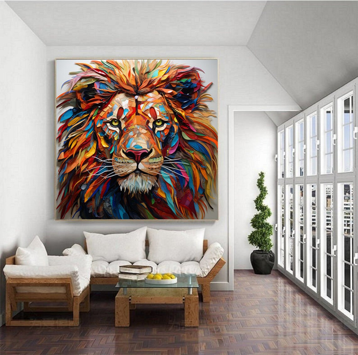 3D Lion Abstract Oil Painting Art Print for Living Room - Image 5